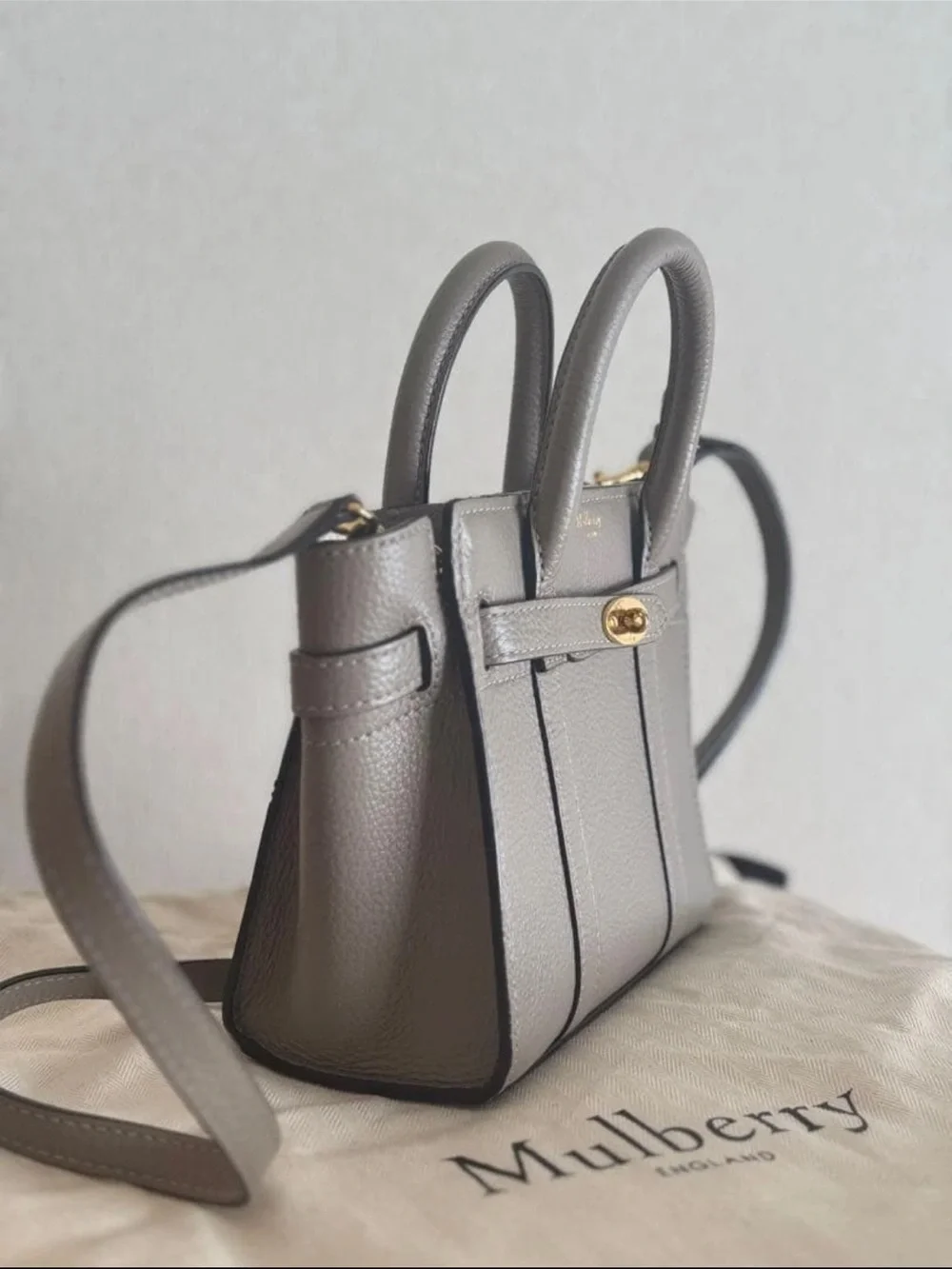 Mulberry Small Taupe Leather Satchel Bag
